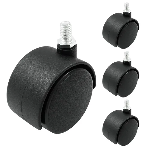 Vista 8 de 4 piezas de ruedas giratorias de 1 pulgada, ruedas de placa de nylon negro, ruedas giratorias de placa resistente de repuesto para muebles, carro