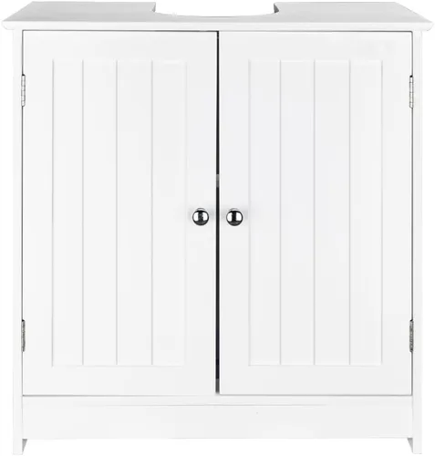 Vista 6 de Gabinete de Almacenamiento para Lavabo de Pedestal con 2 Puertas, Gabinete de Baño Bajo el Lavabo con 2 Puertas y Estante, Gabinete Bajo el Lavabo
