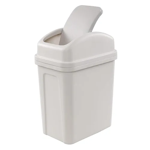 Vista 10 de Bote de basura de plástico de 1.8 galones con tapa abatible, cubo de basura pequeño, color verde
