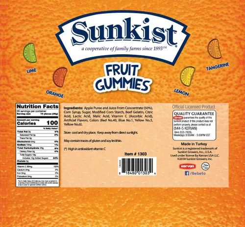 Vista 2 de Sunkist® Gomitas de frutas - Cítricos agrios: bolsa de 28 onzas