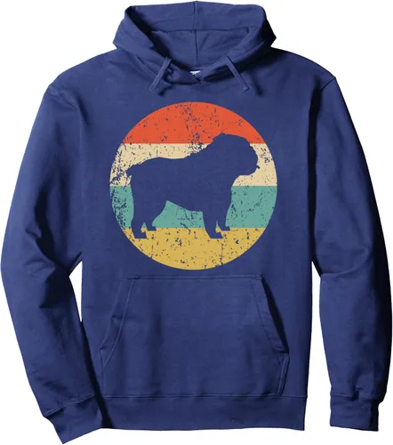 Vista 5 de Sudadera con capucha de Bulldog Inglés, retro, con capucha para perro Bulldog Inglés, Negro, S