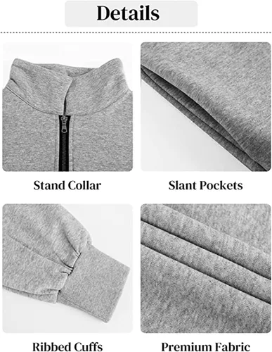 Vista 5 de Kissonic Sudadera con capucha de gran tamaño con media cremallera para mujer, con forro polar