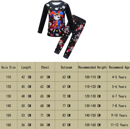 Vista 4 de Dmakifuz Disfraz de circuito digital para niños y niñas, conjunto de camiseta Pom-ni y pantalón de dibujos animados, 2 piezas, ropa de manga larga