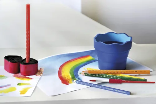Vista 7 de Faber-Castell Juego de pinceles de pintura de agarre suave, pinceles de pintura para niños, 4 pinceles surtidos para acuarela y pintura al temple