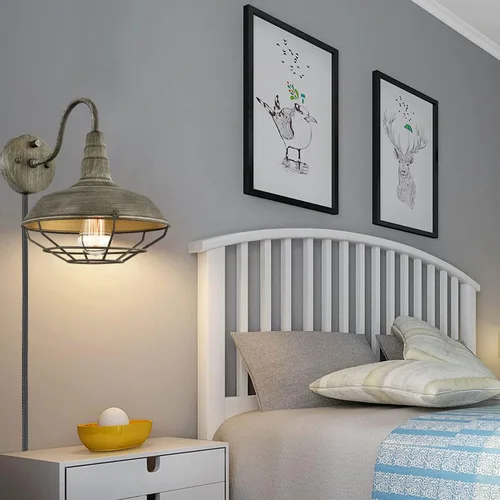 Vista 5 de HOLKIRT Aplique de pared con cable de enchufe e interruptor de apagado, apliques de pared retro de cuello de cisne para mesita de noche de dormitorio
