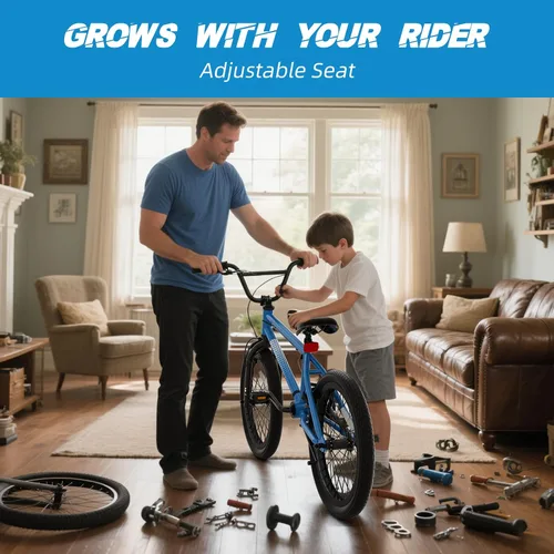 Vista 3 de 67i - Bicicleta BMX para niños de 18/20 pulgadas, bicicleta para niños de 8 a 12 años con freno U delantero y trasero, asiento ajustable, horquilla