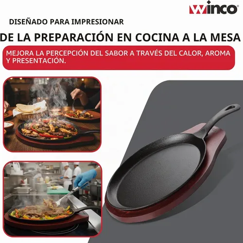 Vista 6 de Winco FS-2 - Juego de servidor Fajita de hierro fundido de 2 piezas, negro