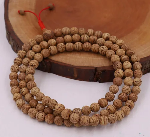 Vista 3 de DharmaObjects 108 cuentas auténticas de semillas de Bodhi de estilo tibetano budista para meditación y compasión, Rojo