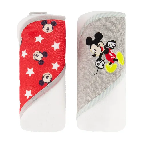 Vista 9 de Disney Cudlie - Paquete de 2 toallas con capucha enrolladas/cardadas con estampado de Mickey Mouse para bebé niño