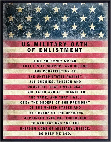 Vista 9 de Juramento Militar de Reclutamiento ENMARCADO - Arte de pared patriótico de la bandera americana, decoración - Regalo para soldados, ejército