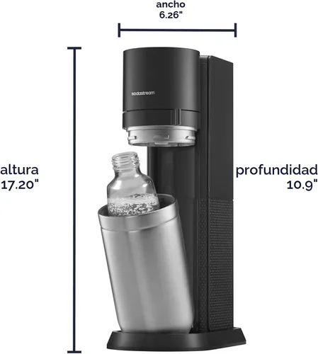 Vista 3 de SodaStream E-Duo - Máquina de agua con gas (negro) con 60 litros de CO2, 1 botella de carbonatación sin BPA y (1) botella de vidrio de 1 litro