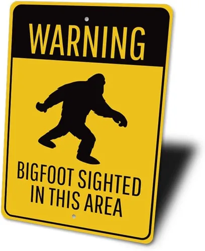Vista 4 de Warning: Bigfoot Sighted in This Area, Road and Path Warning Sign, Bigfoot Sighting Warning Aluminum Sign - 8" x 12