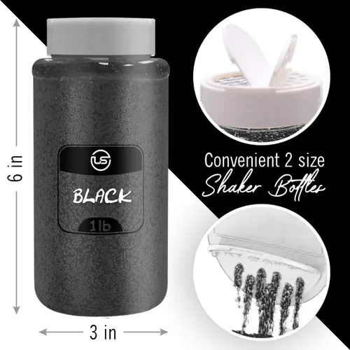 Vista 2 de Purpurina negra a granel, purpurina fina para manualidades, resina y álbumes de recortes, botellas agitadoras de 1 libra/16 onzas, ideales