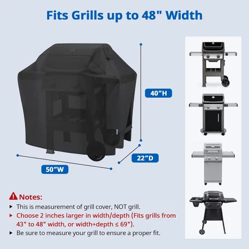 Vista 2 de SunPatio - Funda para parrilla de 50 pulgadas, cubierta de gas para barbacoa resistente al agua para exteriores, resistente a los rayos UV y a