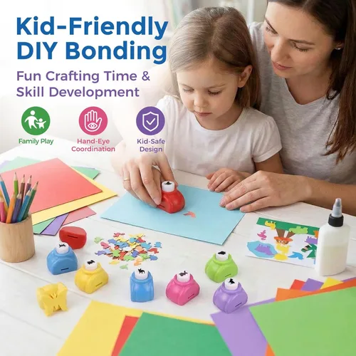 Vista 2 de LOVEINUSA Juego de 10 perforadoras con forma de animal terrestre para manualidades, álbumes de recortes, papel de seda para bolsas de regalo, papel