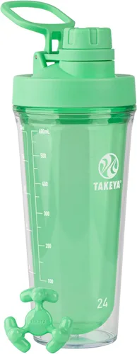 Vista 8 de Takeya Protein Shaker - Botella agitadora de plástico sin BPA con tapa de boquilla a prueba de fugas, coctelera fácil de transportar para gimnasio
