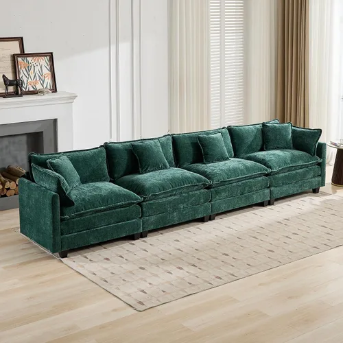 Vista 50 de Sofá modular de felpilla de 2 plazas para sala de estar, sofá modular de chenilla, sofá biplaza modular de 2 plazas para apartamento, juego de sofás