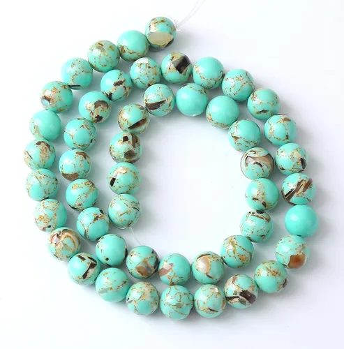 Vista 25 de 4MM 86 piezas Cuentas sueltas de piedra natural de amazonita calcedonia para hacer joyería DIY Pulsera Collar 1 hebra