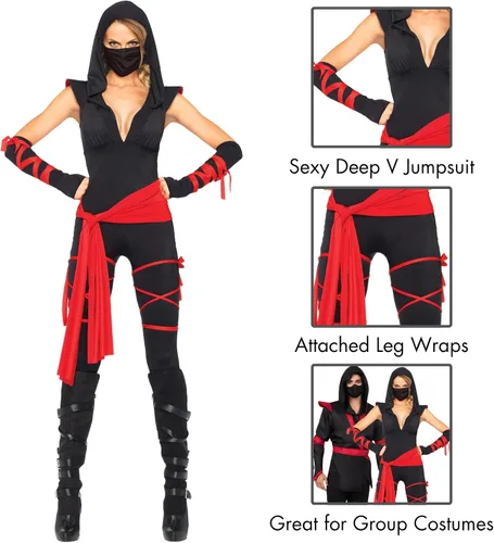 Vista 3 de Leg Avenue Disfraz de ninja mortal de 4 piezas para mujer