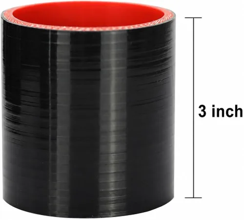 Vista 2 de Ucreative - Acoplador de manguera de silicona recta ID: 2.5" (63mm) de alta temperatura de 4 capas con abrazadera de perno en T 4 capas, 0.197 in