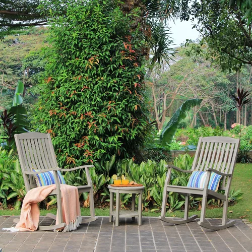 Vista 4 de Cambridge Casual Superior Indonesian Teak Arie - Silla mecedora para exteriores, teca desgastada