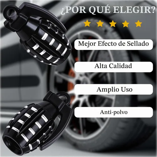 Vista 6 de 4 tapas de válvula de neumático, cubiertas universales de válvula de neumático de aleación de aluminio para automóviles, camiones, SUV, Negro