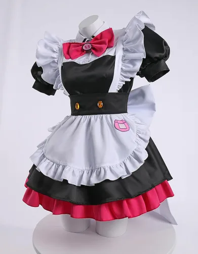 Vista 2 de miccostumes Disfraz de cosplay para mujer, vestido de sirvienta con calcetines y diadema
