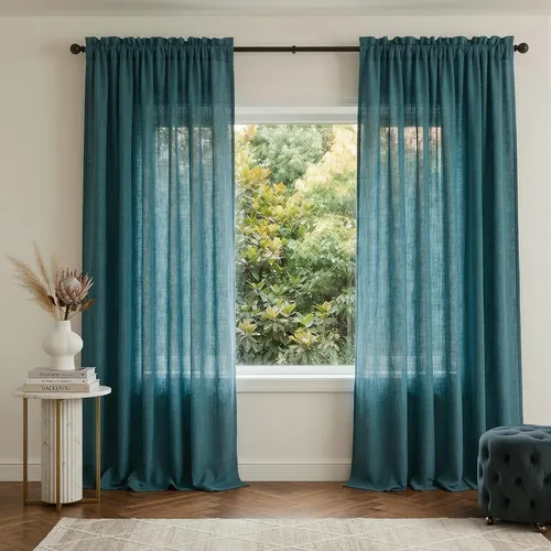 Vista 44 de Mrs.Naturall - Cortinas transparentes con bolsillo para barra de 36x63 pulgadas de lino mezclado negro