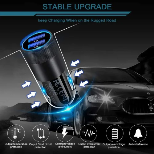 Vista 4 de Cargador de coche USB tipo C para Samsung Galaxy S21+ S21 Ultra 5G S20 FE S20+ S10 Plus Note20 A52 A51 A71 A72 A10e, Google Pixel 5 4a, adaptador