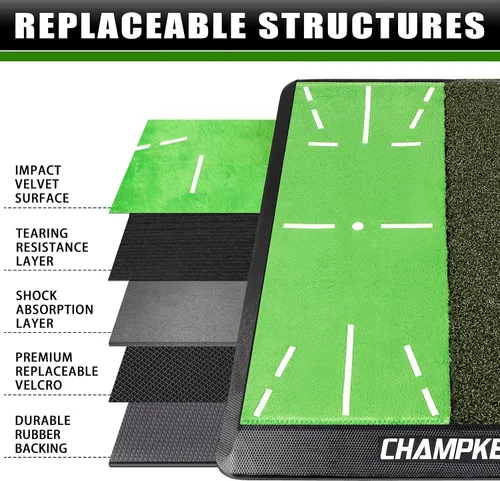 Vista 3 de CHAMPKEY Heavy-Duty Golf Hitting Mat - Swing Path Feedback Golf Practice Mat - Ideal for Indoor and Outdoor Training
