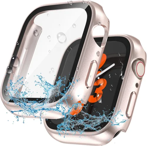 Vista 24 de YIJDACASE - Juego de 2 estuches impermeables para protector de pantalla de Apple Watch Series 10 Series 11 (2025) 46mm con vidrio templado
