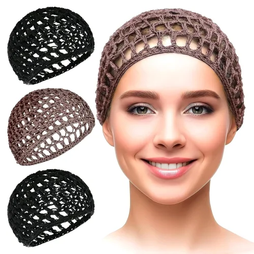 Vista 20 de KETAR 4 redes para el cabello para dormir, 5.5 x 7, gorra de malla viscosa Red para el cabello para prensa de seda; suave y cómoda para un uso