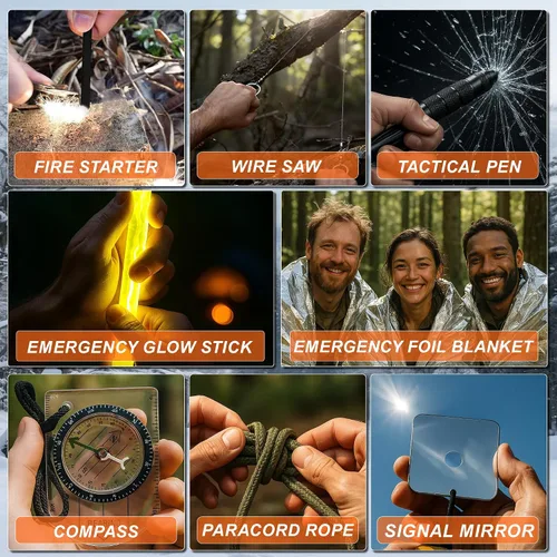 Vista 3 de Calendario de Adviento de supervivencia 2025 para adultos, cuenta regresiva de Navidad de 24 días para hombres con kit de supervivencia al aire