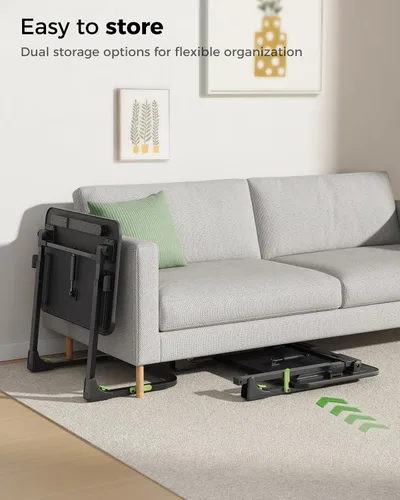 Vista 5 de SAIJI - Mesa plegable para TV, altura e inclinación, ajustable, resistente, bandeja para TV, bandejas plegables multifunción para comer, trabajar