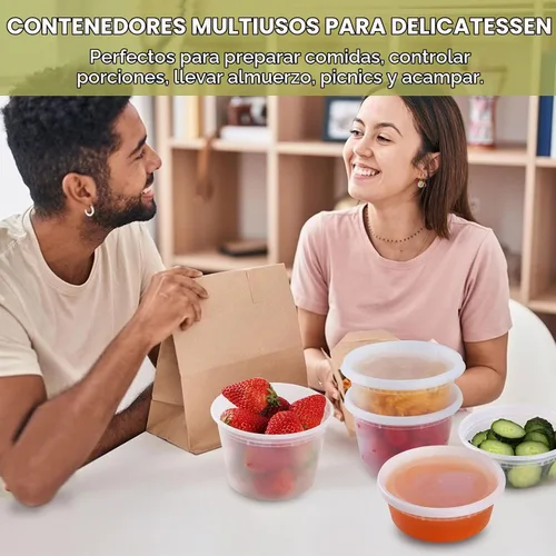 Vista 7 de Ezalia 50 juegos de recipientes de plástico con tapas, contenedor de pinta