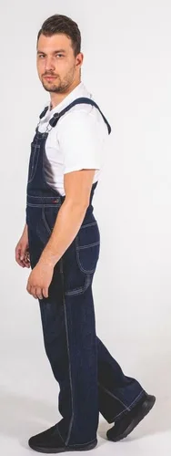 Vista 6 de Hombres Dungaree Pro Work Denim Overalls Bib and Brace Decorators Workwears Pantalones Azul Oscuro