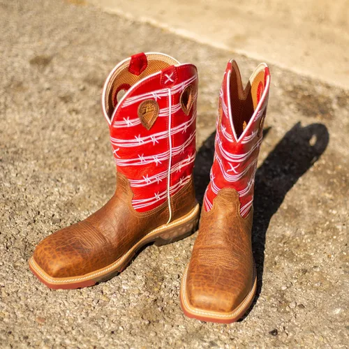 Vista 8 de Twisted X Botas de trabajo Western de 12" para hombre, Sillín envejecido y rubí