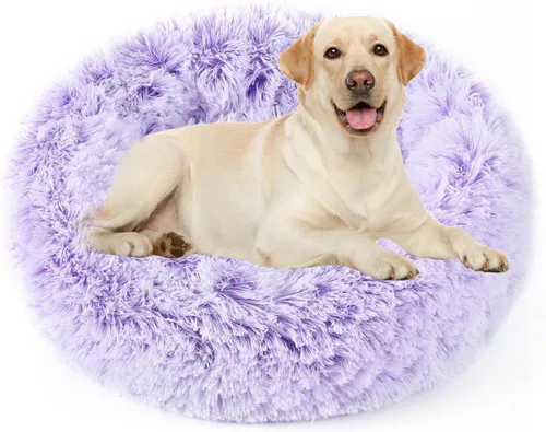 Vista 49 de NOYAL Cama Calmante en Forma de Rosquilla para Perros Pequeños a Medianos y Gatos - Cama de Mascotas de Felpa Sintética Anti-Ansiedad con Funda