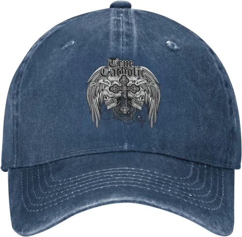 Vista 2 de Cowboy Hat Trendy Hats for Man and Women Djustable Four Season Outdoor Baseball Cap of Hell Skull with Angel Navy Blue