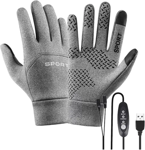 Vista 9 de Guantes eléctricos Ropa de mano con calefacción USB, interior de forro polar impermeable a prueba de viento Ciclismo al aire libre, deportes