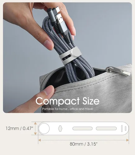 Vista 2 de 20 unidades de bridas reutilizables para cables Nearockle, bridas ajustables de silicona para organizar cables pequeños, bridas de cierre