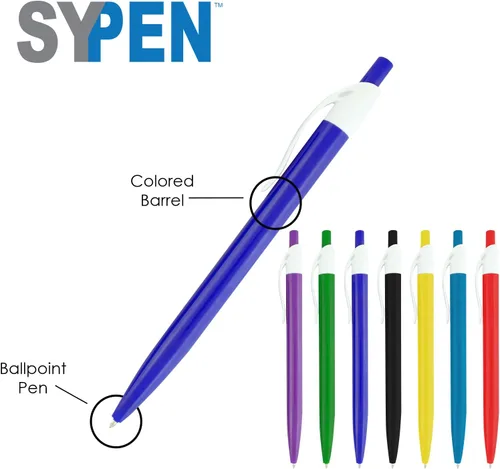 Vista 2 de SyPen Bolígrafos personalizados con tu logotipo o texto personalizado, paquete de 500 unidades a granel para negocios, fiestas y eventos, bolígrafos