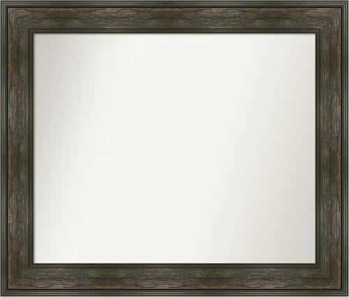 Vista 88 de Amanti Art Espejo de baño marrón para sobre fregadero, 26 x 26 pulgadas, espejo de tocador cuadrado marrón rústico Alexandria, marco de madera