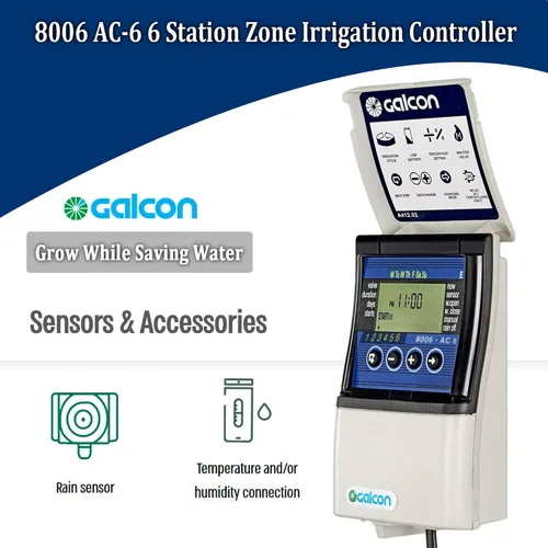 Vista 5 de Galcon GAE2S0002U1 8006 AC-6 Controlador de riego de zona de estación de 6 estaciones Aspersor automático, temporizador diario/cíclico, sistema
