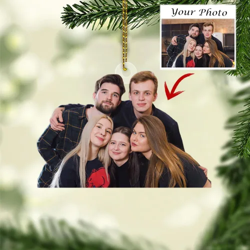 Vista 3 de Adorno fotográfico personalizado para árbol de Navidad 2D, adorno de Navidad personalizado con foto, regalos de Navidad para amigos familiares