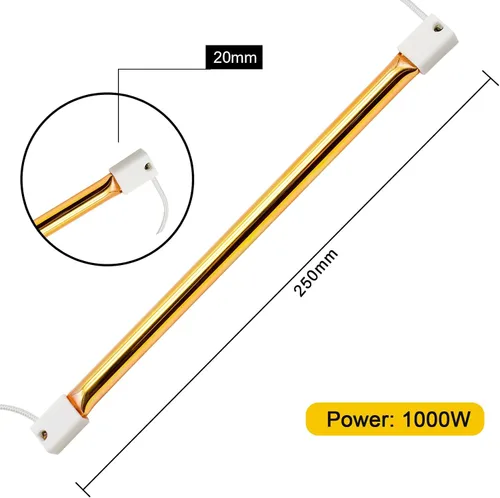 Vista 5 de DATOUBOSS Bombilla de calentador de 1000 W para lámpara de curado de pintura infrarroja Tubo de repuesto de bombilla de calentador de onda corta