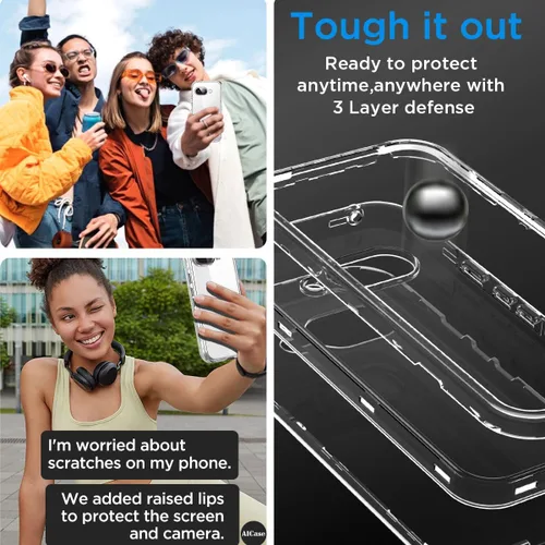 Vista 5 de AICase Funda transparente para Google Pixel 9a (6.3 pulgadas), resistente protección contra caídas, cuerpo completo, a prueba de golpes, a prueba