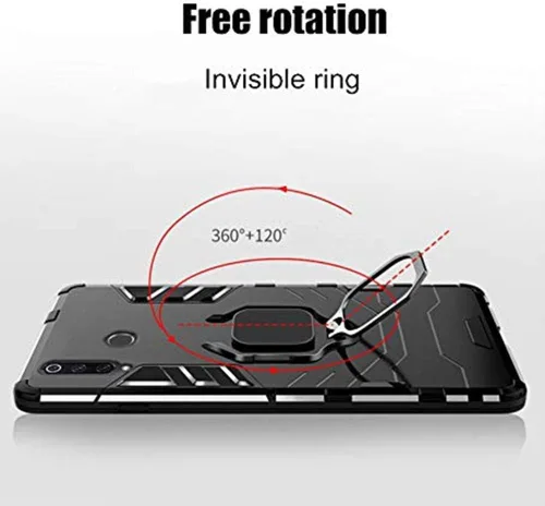 Vista 4 de Funda para Huawei P30 Lite, 2 en 1 híbrida resistente armadura a prueba de golpes Defender Kickstand de doble capa parachoques trasera dura cubierta