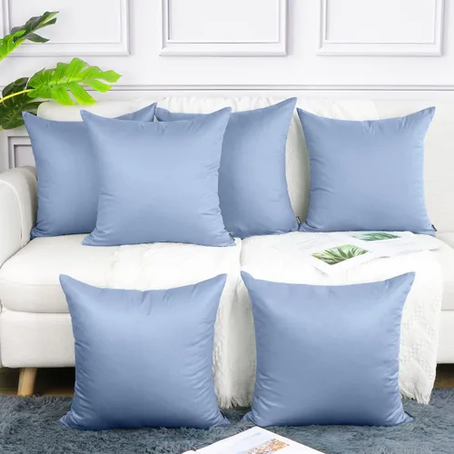 Vista 21 de Coddsmz Paquete de 6 fundas de almohada decorativas 100% algodón, fundas de cojín cuadradas de Navidad sólidas para el hogar, cama, sofá, día