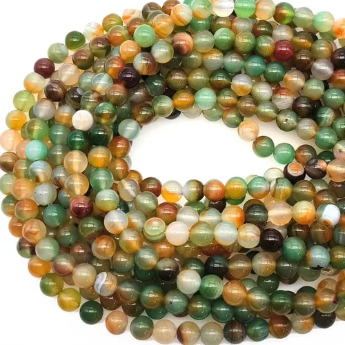 Vista 3 de Cuentas de ágata de pavo real natural de 0.236 in, cuentas redondas lisas de materiales de bricolaje, pulsera, collar, aretes, fabricación de joyas